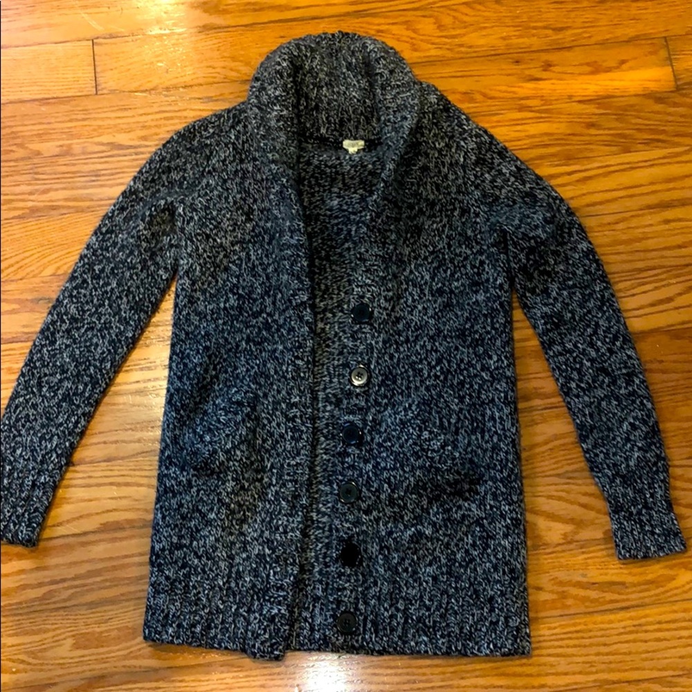 J. Crew wool sweater with buttons in black & white